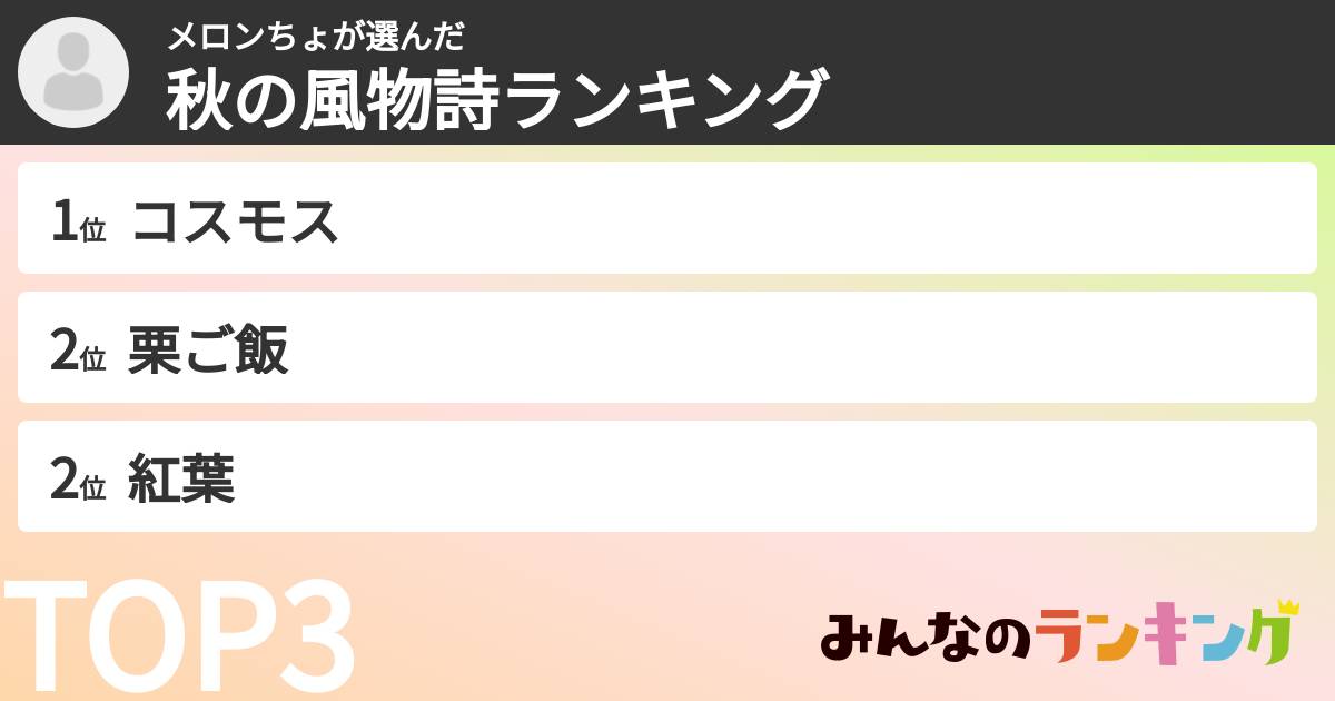 メロンちょさんの「秋の風物詩ランキング」
