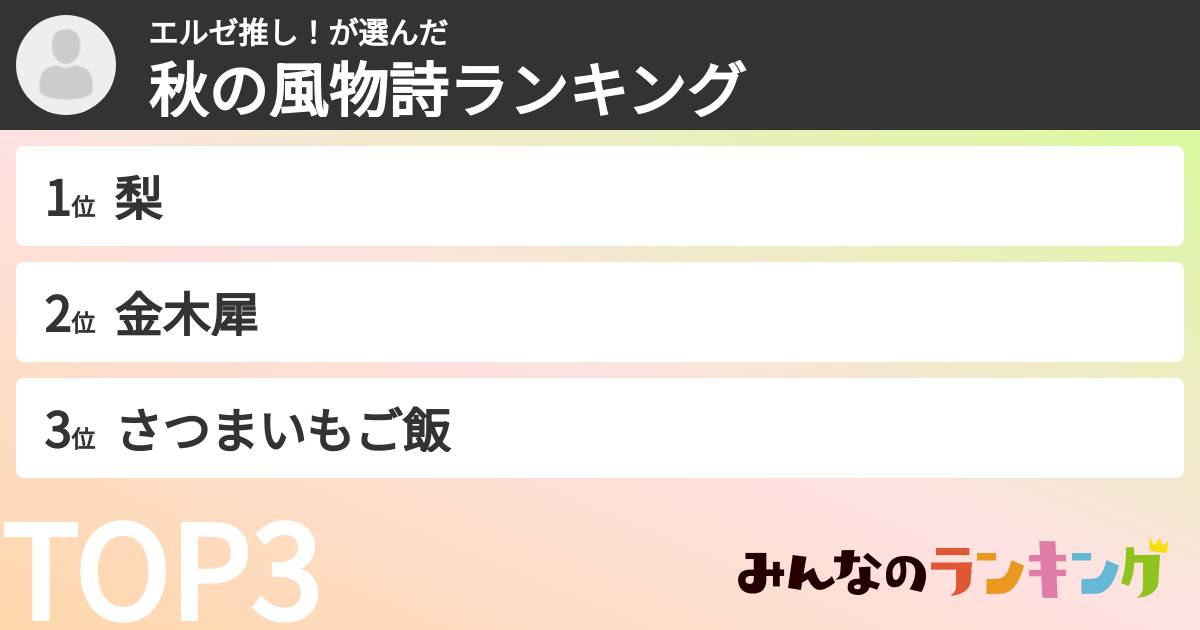 エルゼ推し！さんの「秋の風物詩ランキング」