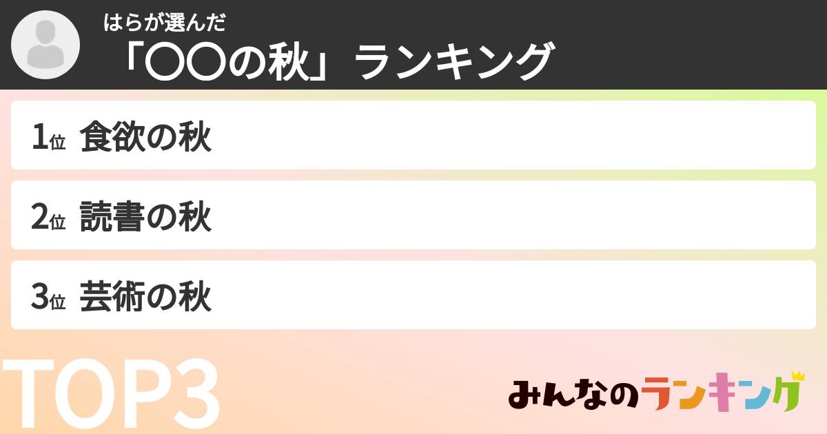 はらさんの「「〇〇の秋」ランキング」