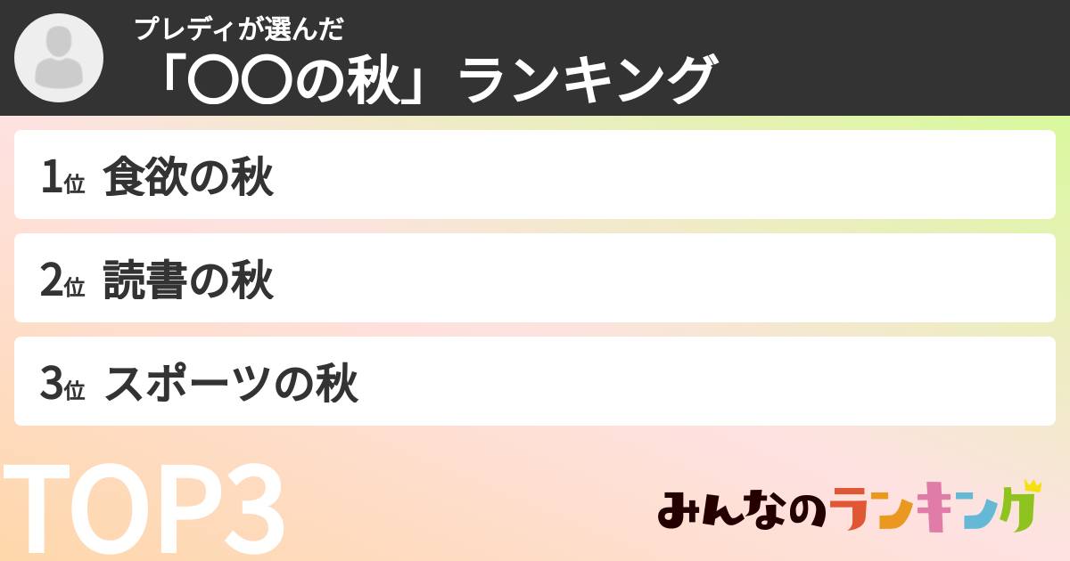 プレディさんの「「〇〇の秋」ランキング」