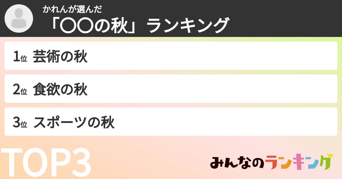 かれんさんの「「〇〇の秋」ランキング」
