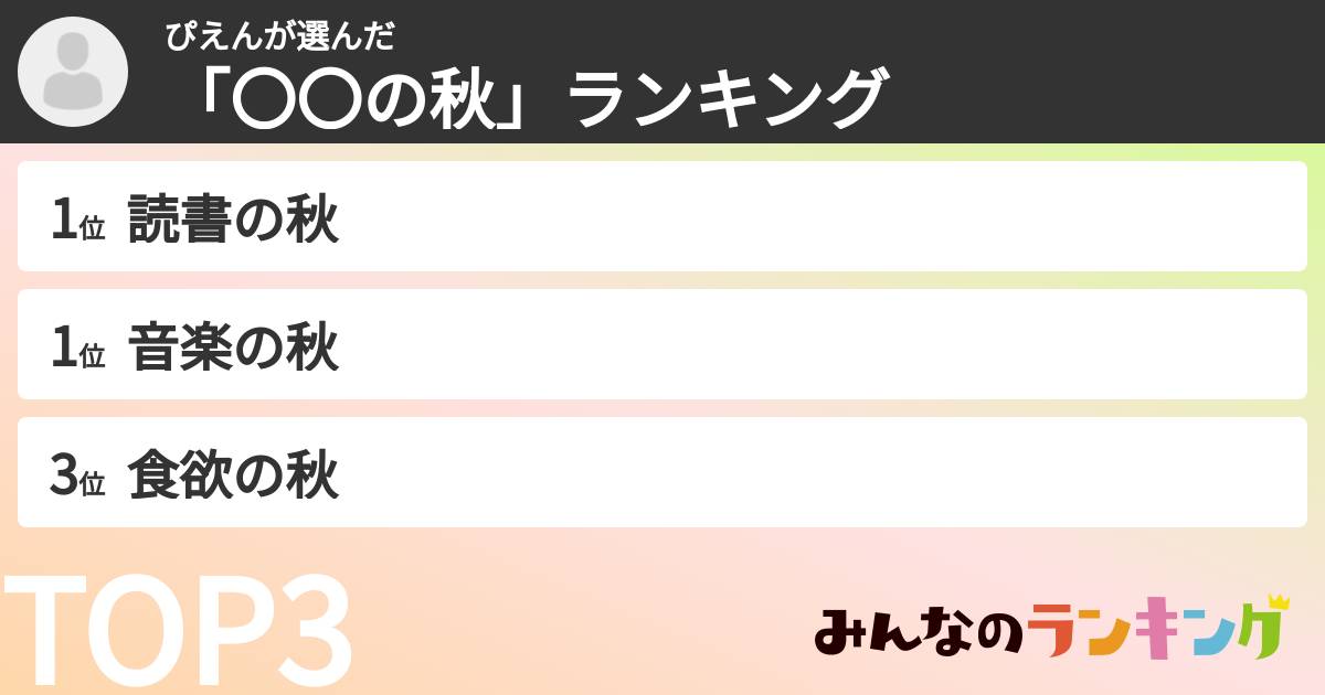 ぴえんさんの「「〇〇の秋」ランキング」