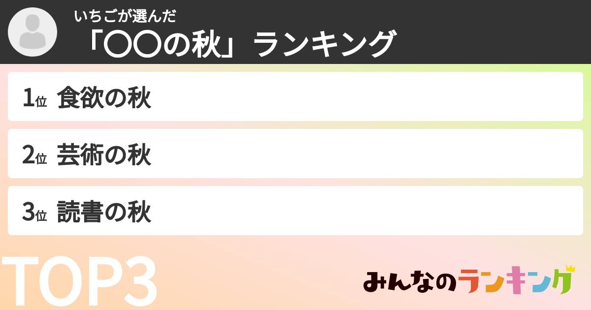 いちごさんの「「〇〇の秋」ランキング」
