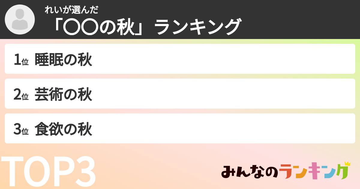 れいさんの「「〇〇の秋」ランキング」