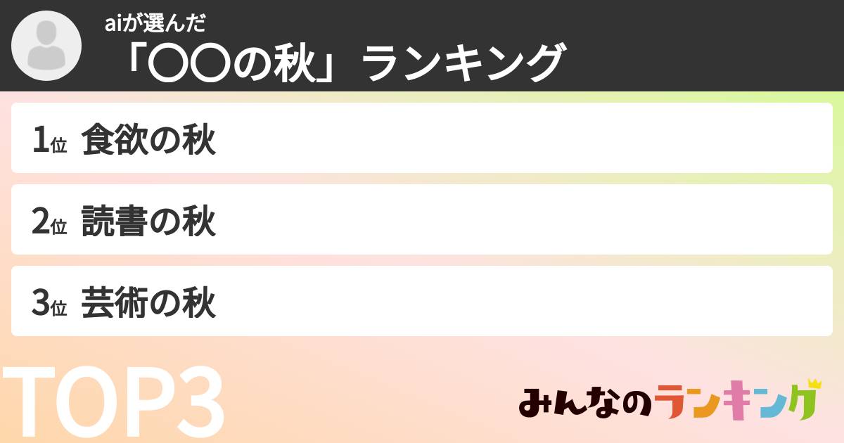aiさんの「「〇〇の秋」ランキング」