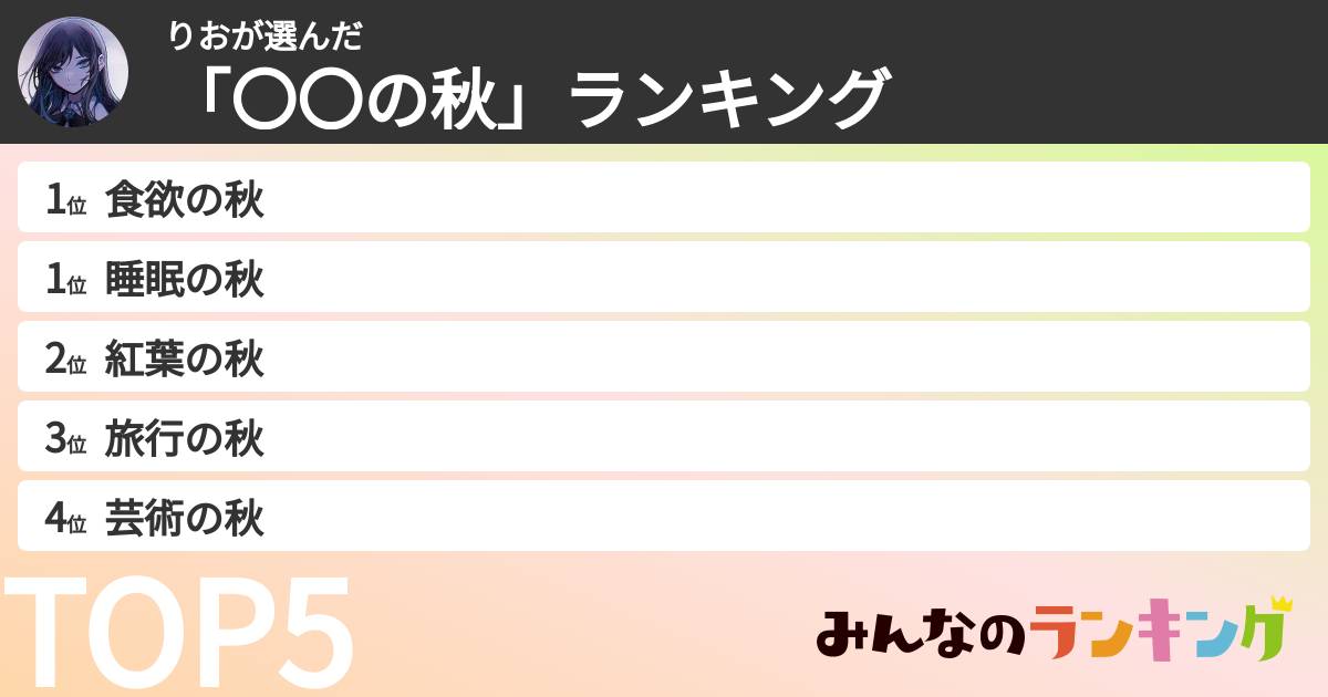 りおさんの「「〇〇の秋」ランキング」
