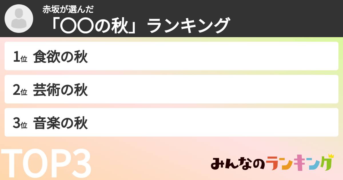赤坂さんの「「〇〇の秋」ランキング」