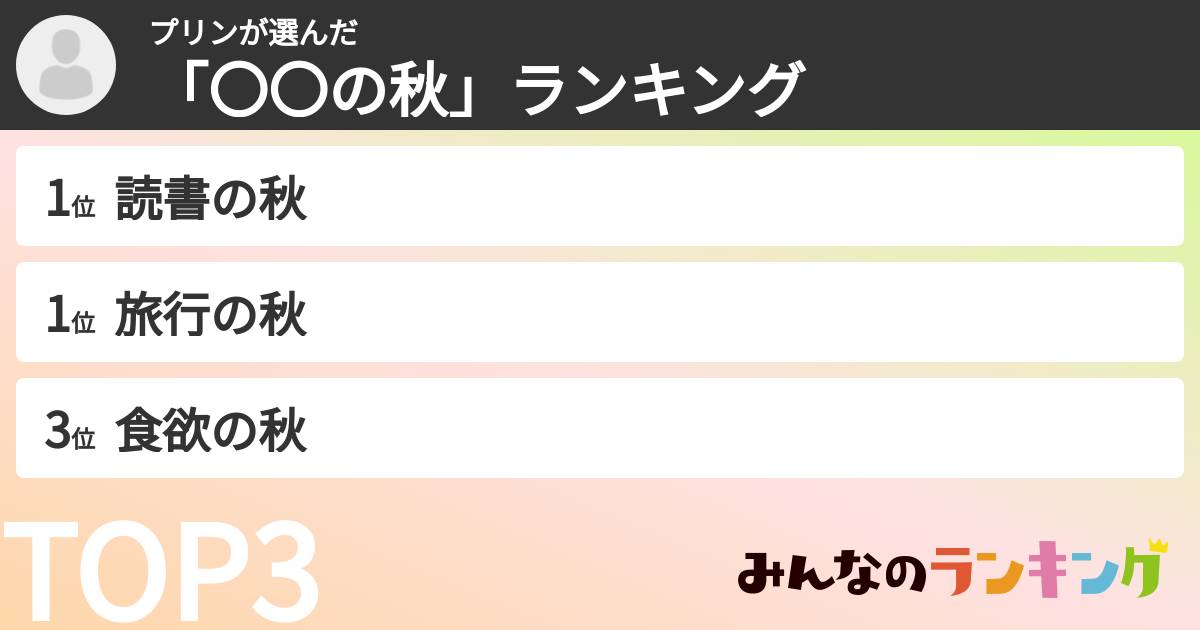 プリンさんの「「〇〇の秋」ランキング」