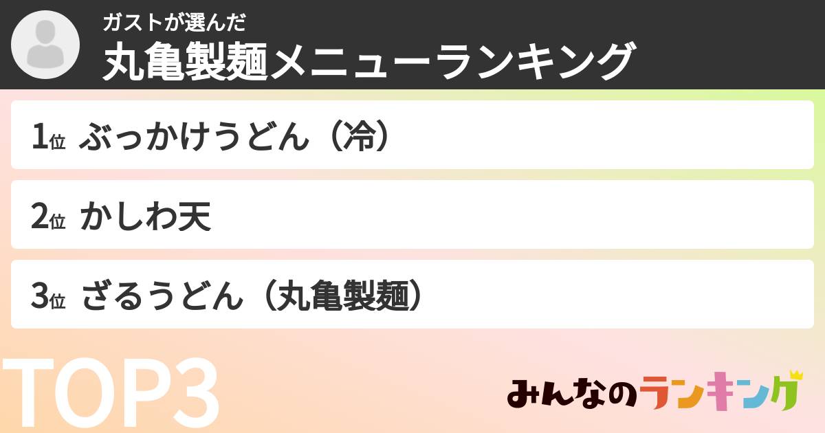 ガストさんの「丸亀製麺メニューランキング」