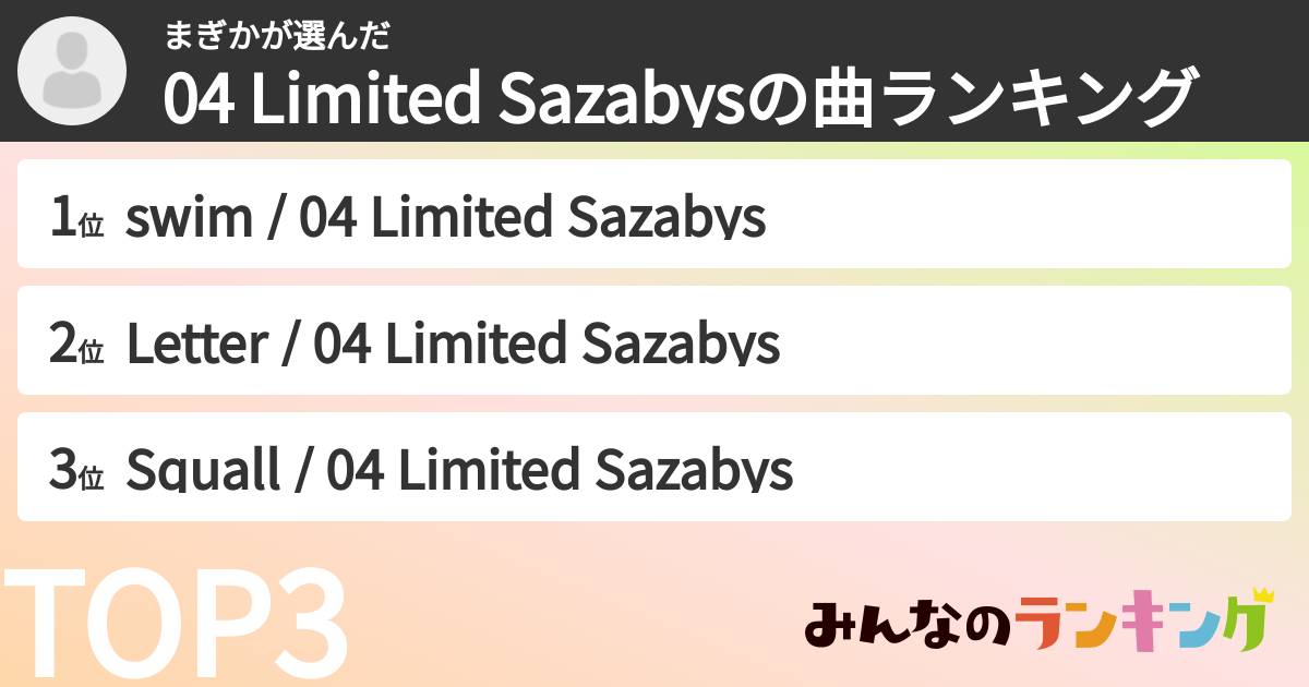 まぎかさんの「04 Limited Sazabysの曲ランキング」