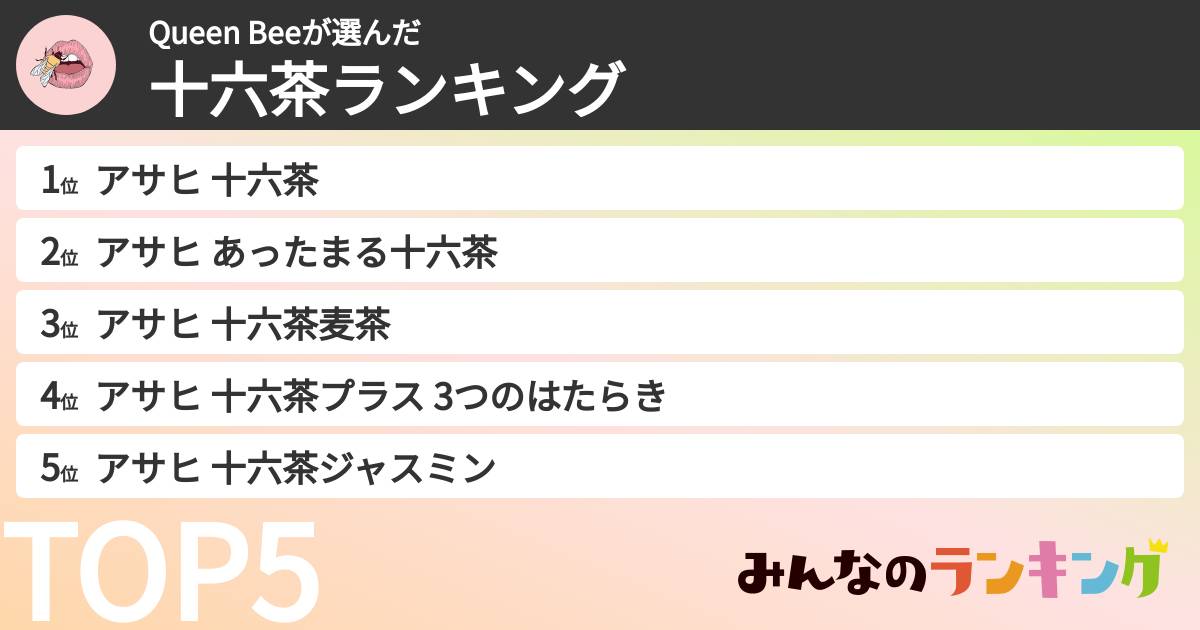 Queen Beeさんの「十六茶ランキング」