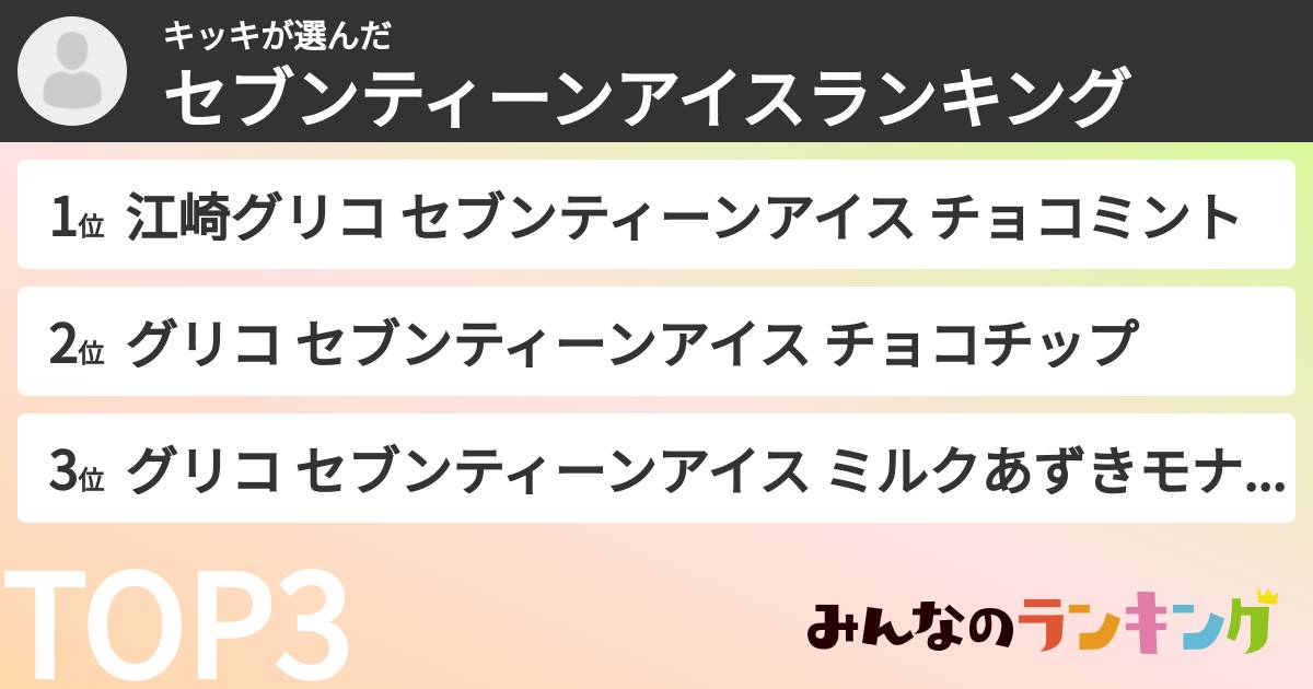 キッキさんの「セブンティーンアイスランキング」