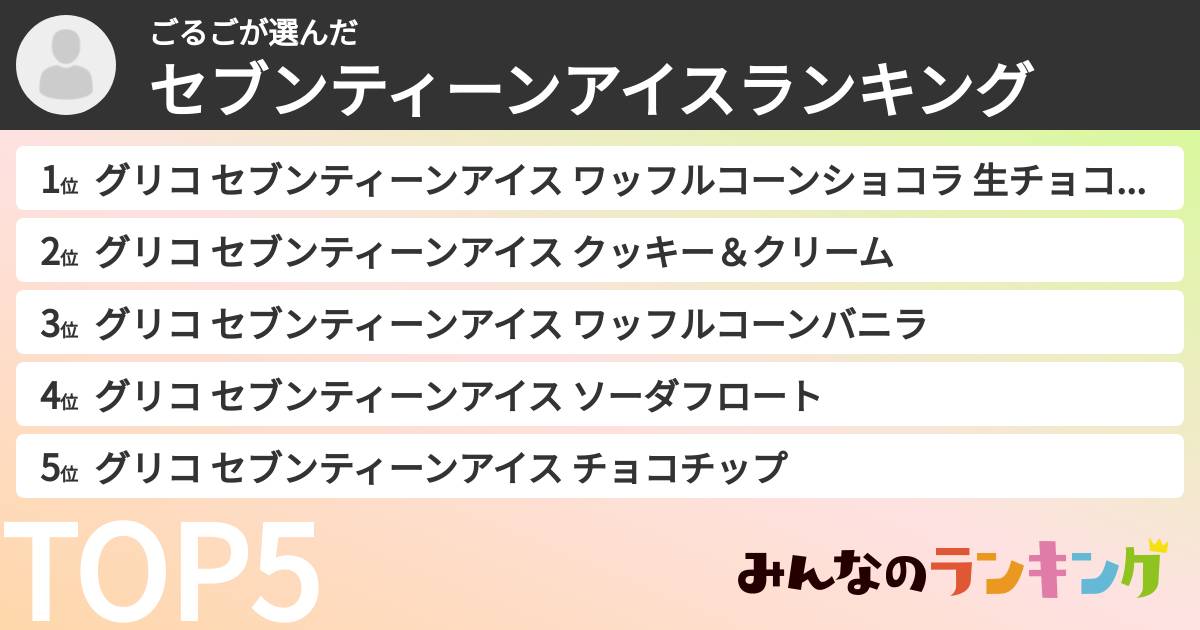 ごるごさんの「セブンティーンアイスランキング」