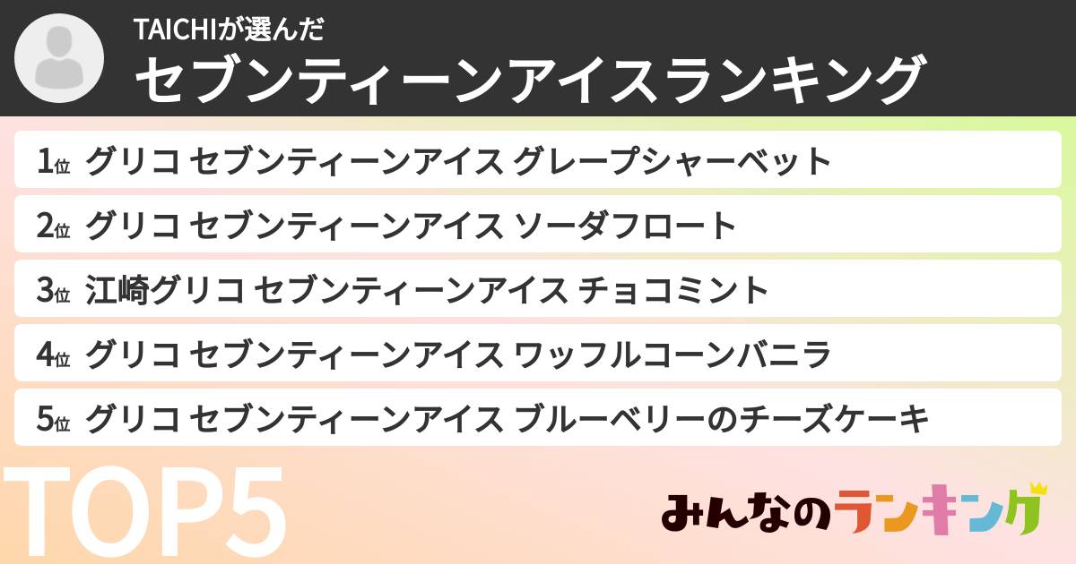 TAICHIさんの「セブンティーンアイスランキング」