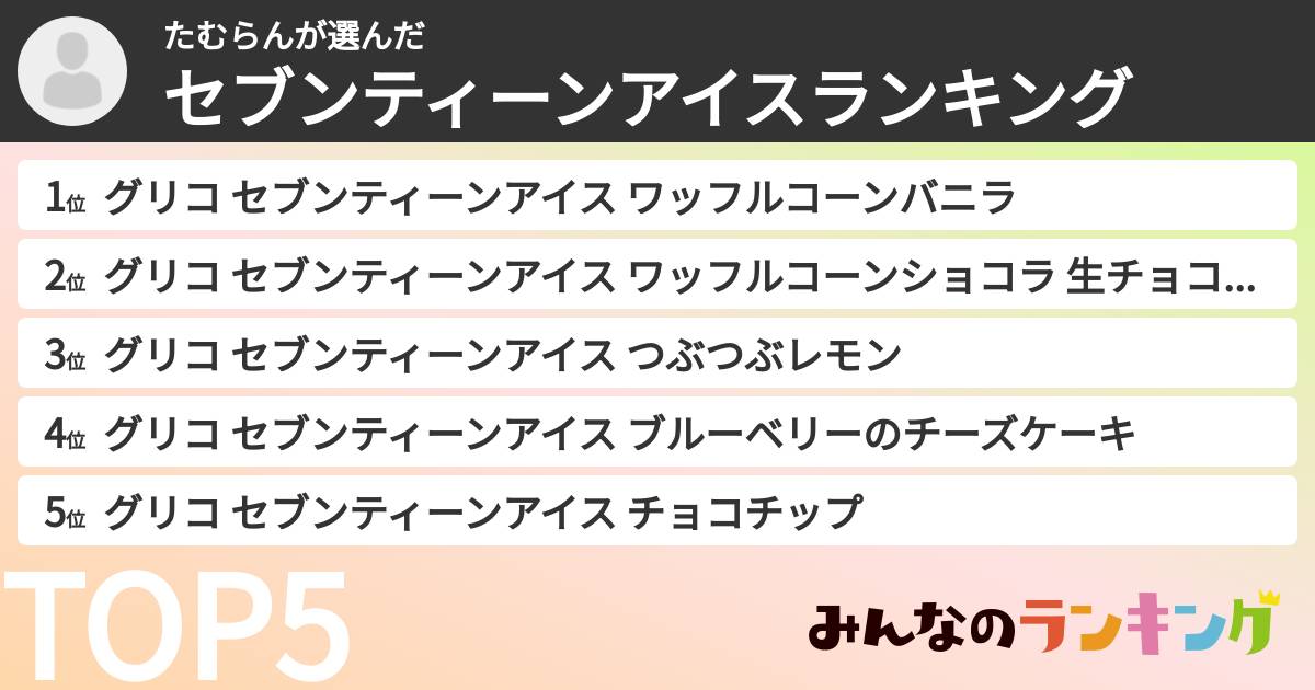 たむらんさんの「セブンティーンアイスランキング」