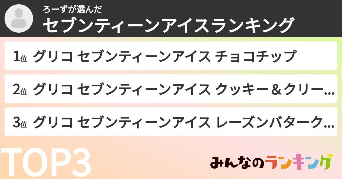 ろーずさんの「セブンティーンアイスランキング」