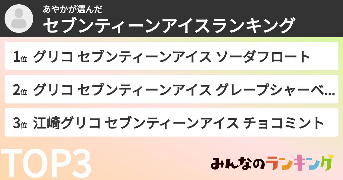 あやかさんの「セブンティーンアイスランキング」