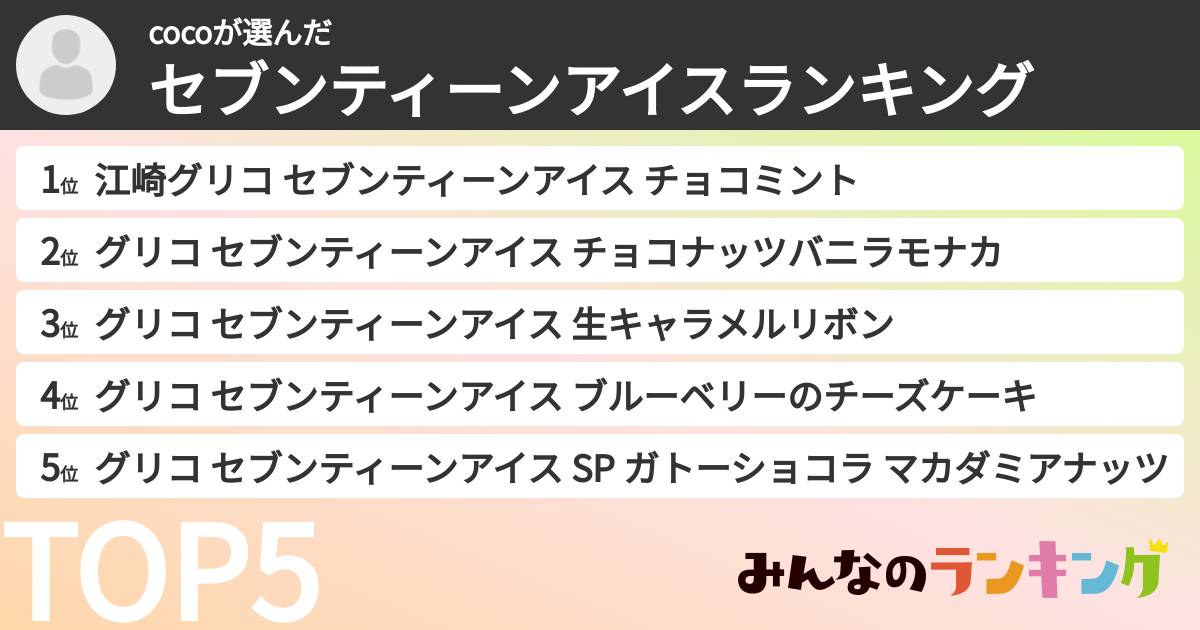 cocoさんの「セブンティーンアイスランキング」