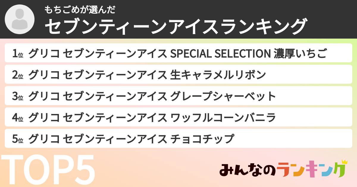 もちごめさんの「セブンティーンアイスランキング」