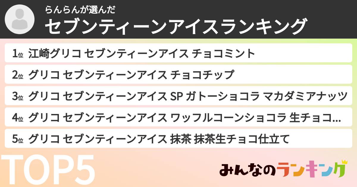らんらんさんの「セブンティーンアイスランキング」