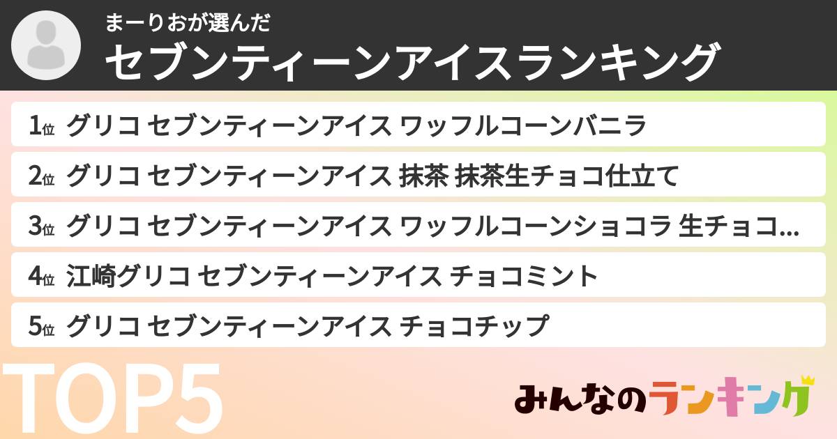 まーりおさんの「セブンティーンアイスランキング」