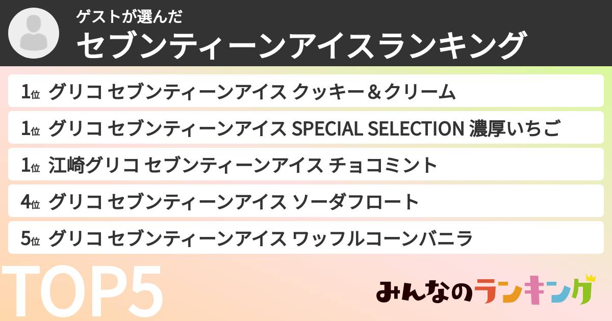 ゲストさんの「セブンティーンアイスランキング」