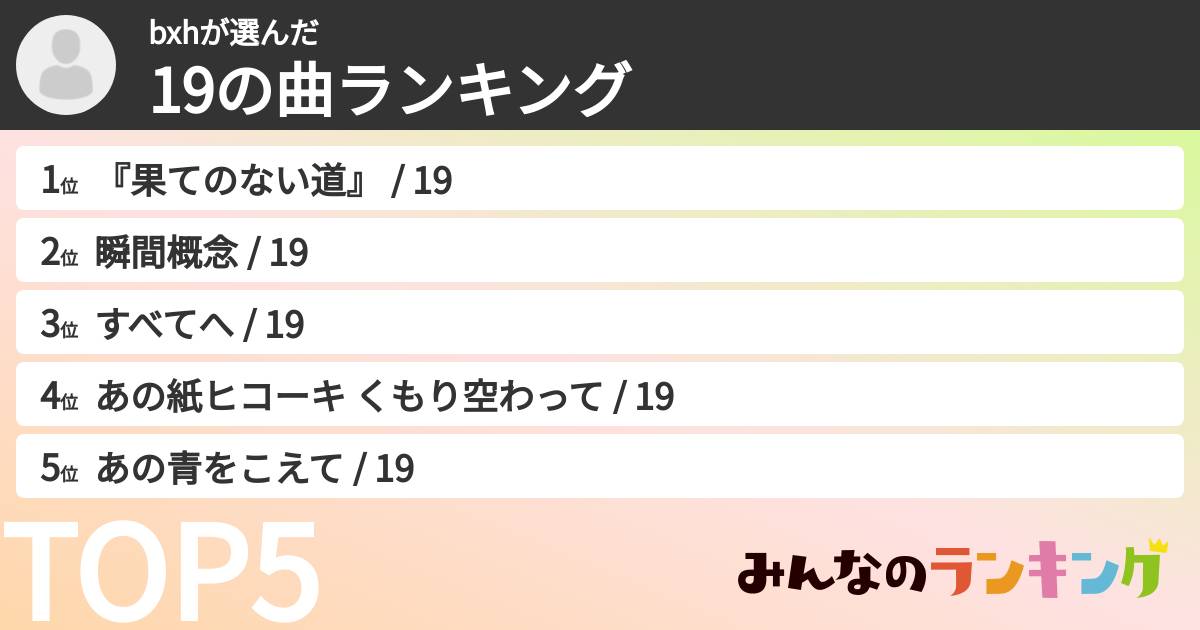 bxhさんの「19の曲ランキング」