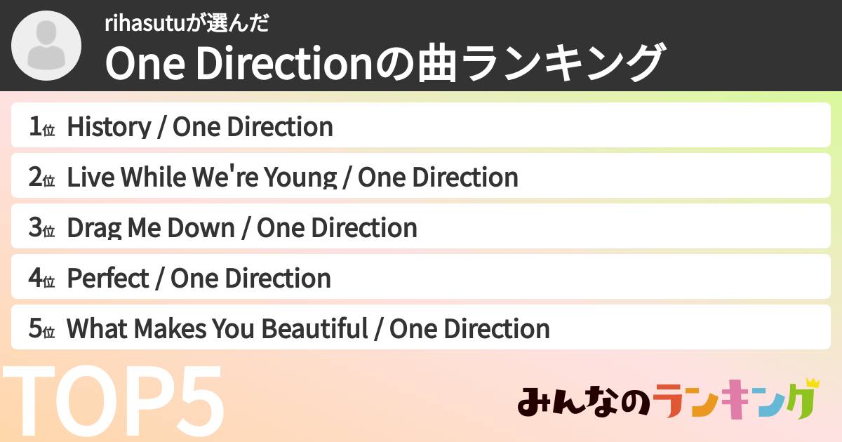 rihasutuさんの「One Directionの曲ランキング」