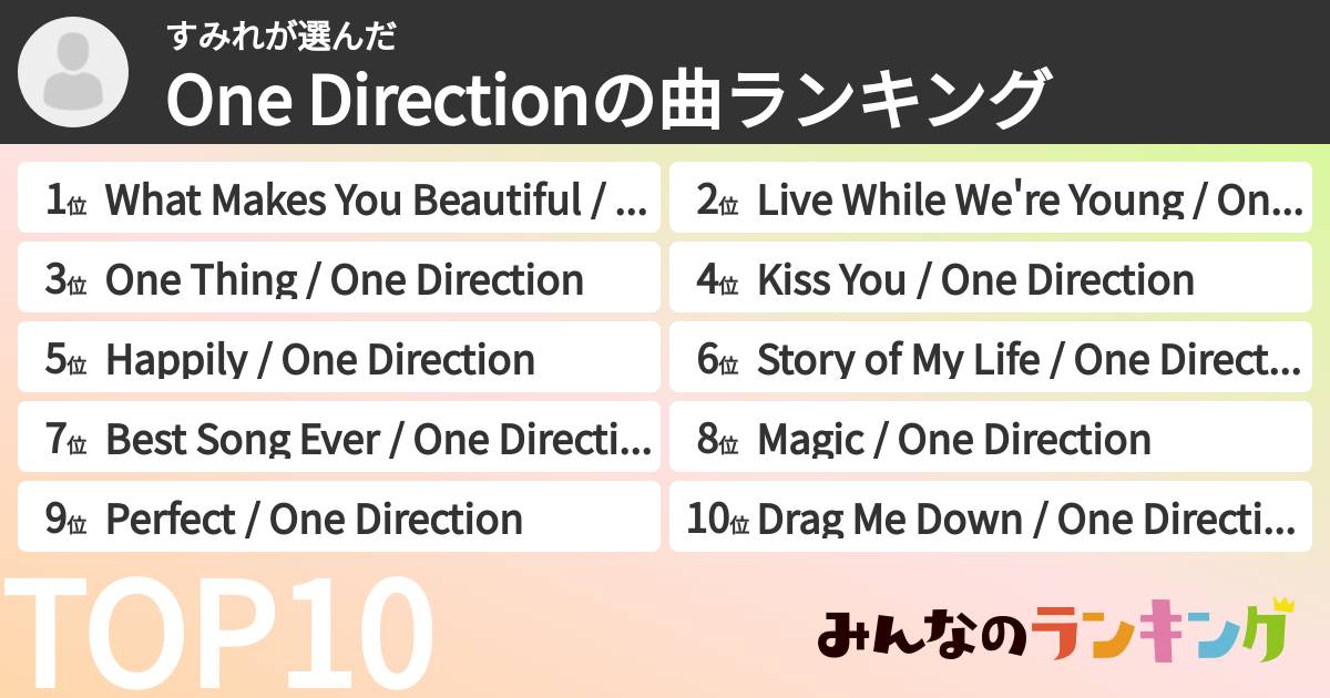 すみれさんの「One Directionの曲ランキング」
