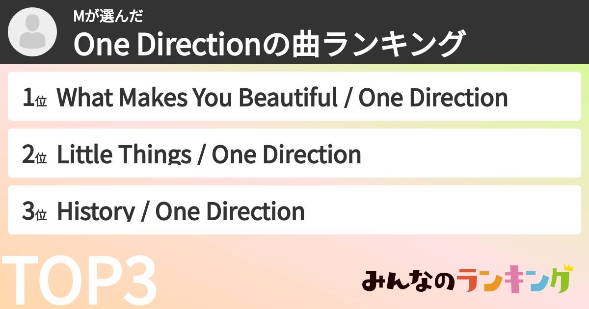Mさんの「One Directionの曲ランキング」