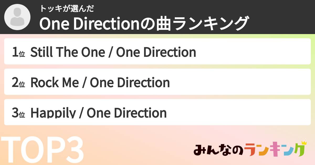 トッキさんの「One Directionの曲ランキング」