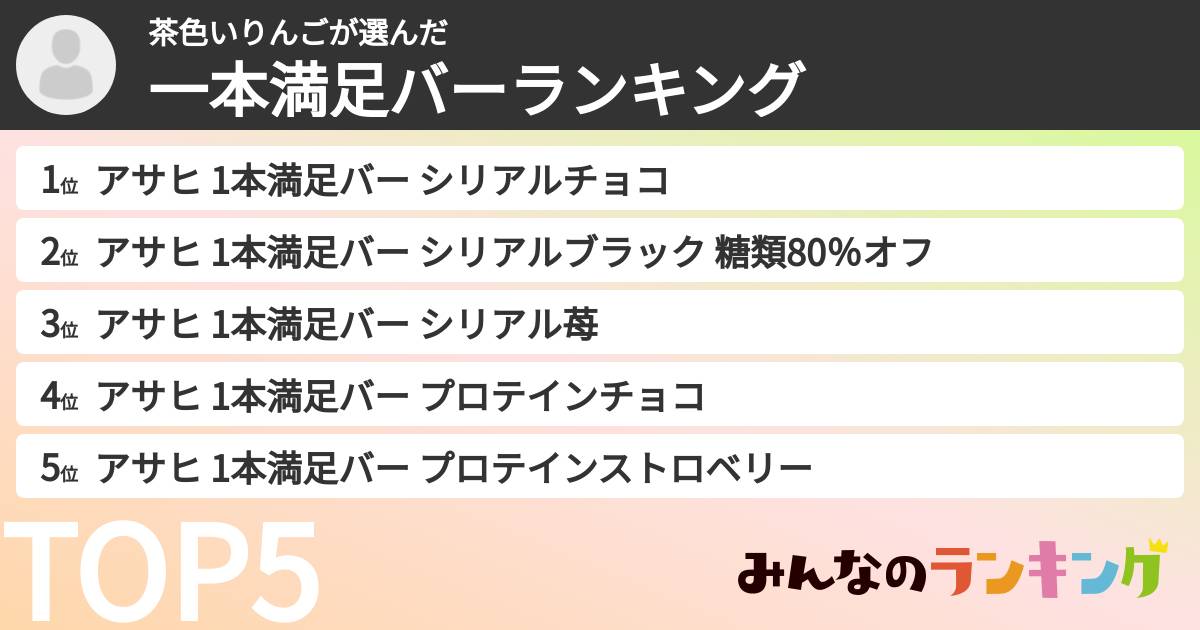 茶色いりんごさんの「一本満足バーランキング」