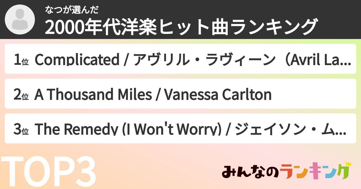 なつさんの「2000年代洋楽ヒット曲ランキング」