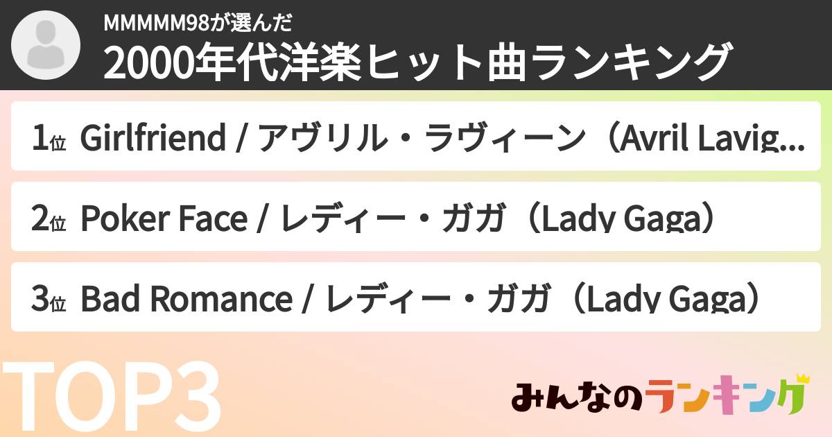 MMMMM98さんの「2000年代洋楽ヒット曲ランキング」
