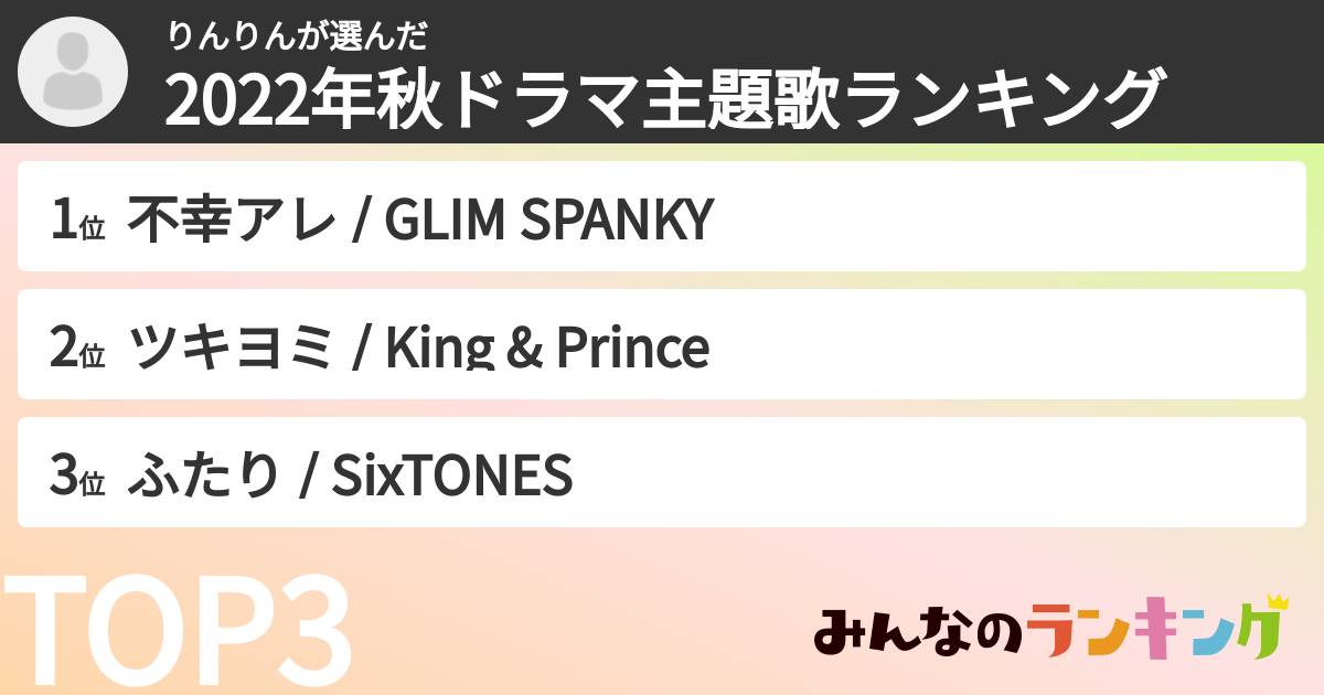 りんりんさんの「2022年秋ドラマ主題歌ランキング」