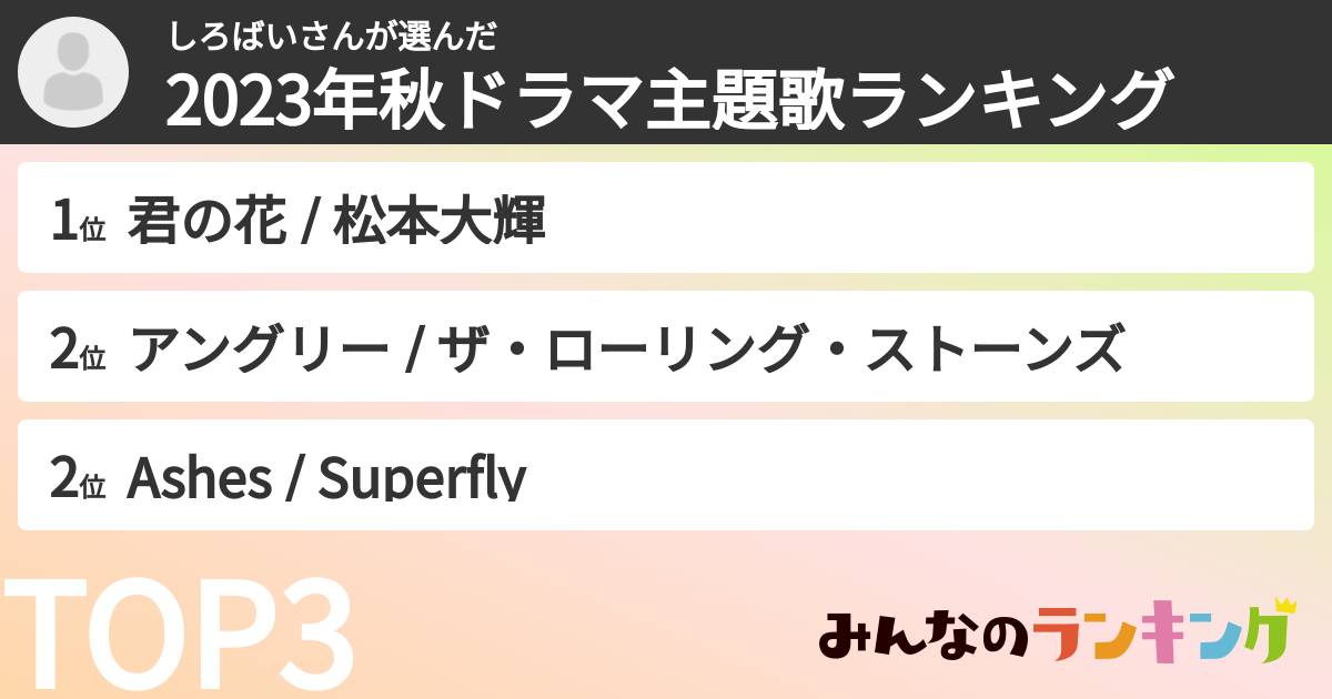 しろばいさんさんの「2023年秋ドラマ主題歌ランキング」