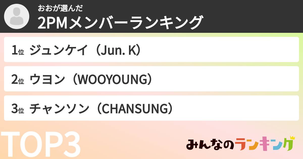 おおさんの「2PMメンバーランキング」