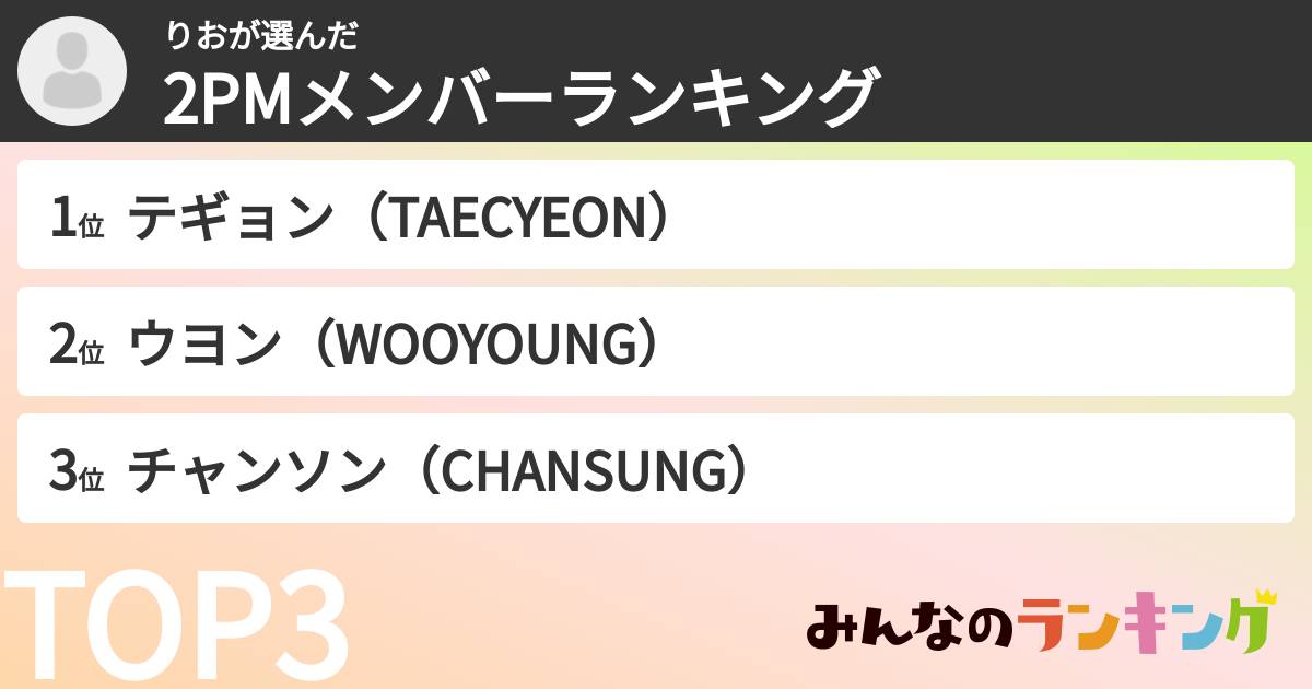 りおさんの「2PMメンバーランキング」