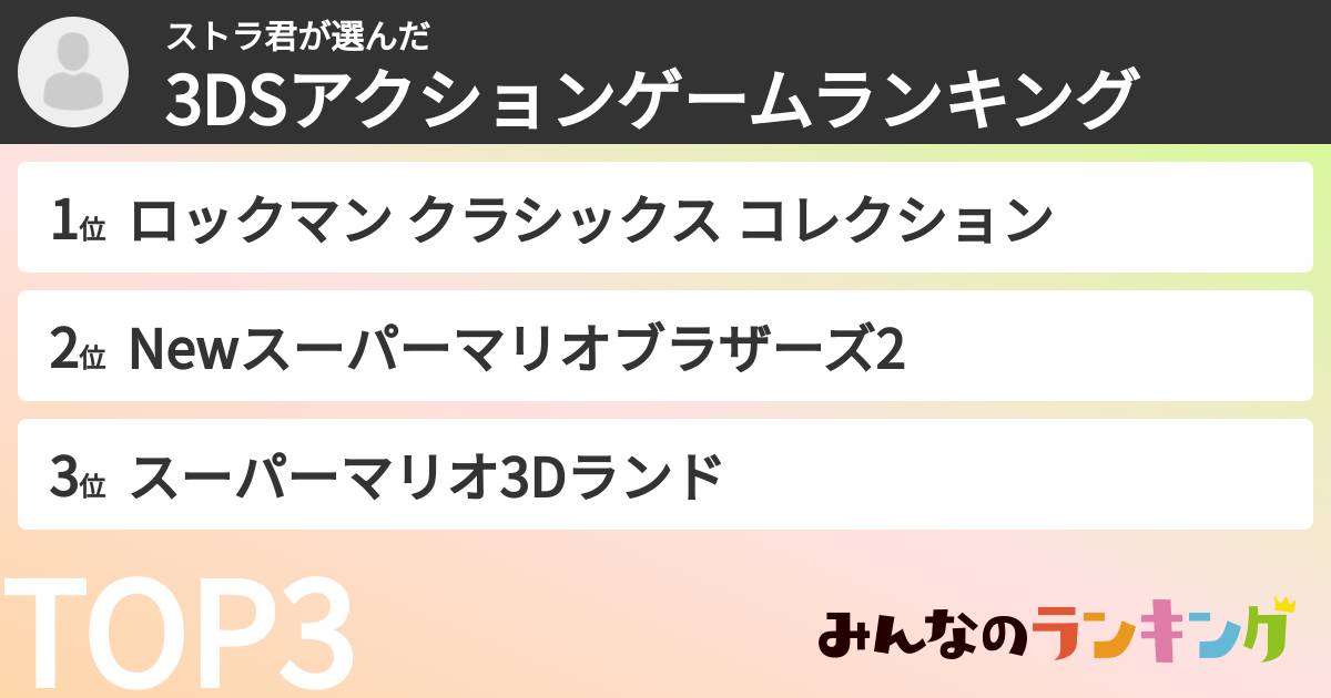 ストラ君さんの「3DSアクションゲームランキング」