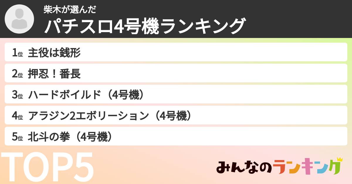 柴木さんの「パチスロ4号機ランキング」