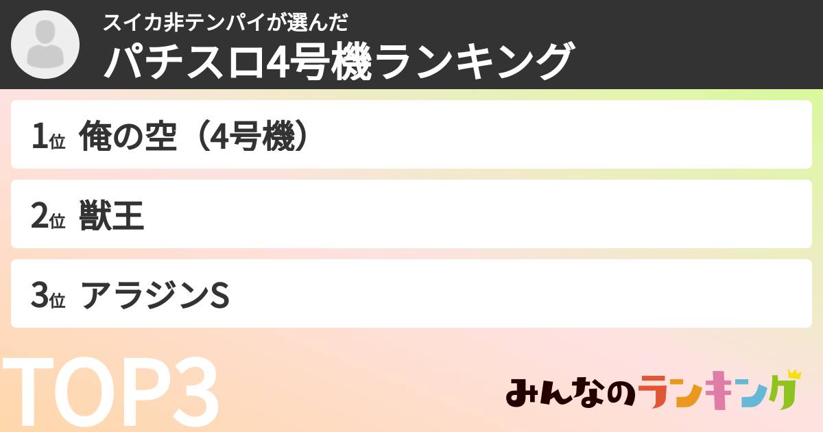スイカ非テンパイさんの「パチスロ4号機ランキング」