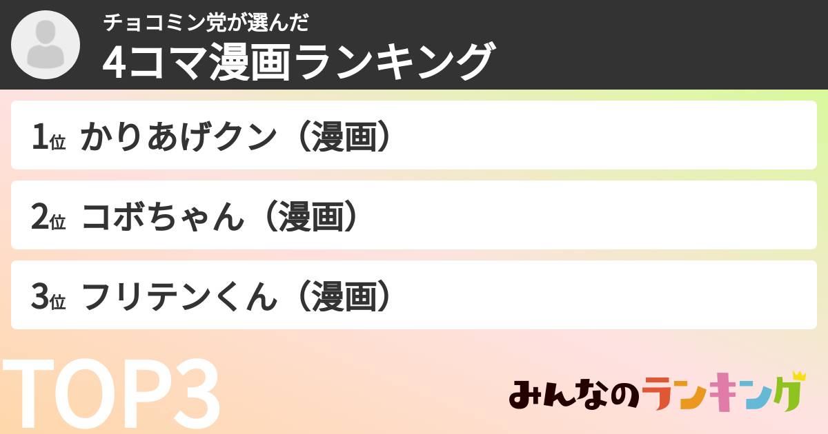 チョコミン党さんの「4コマ漫画ランキング」
