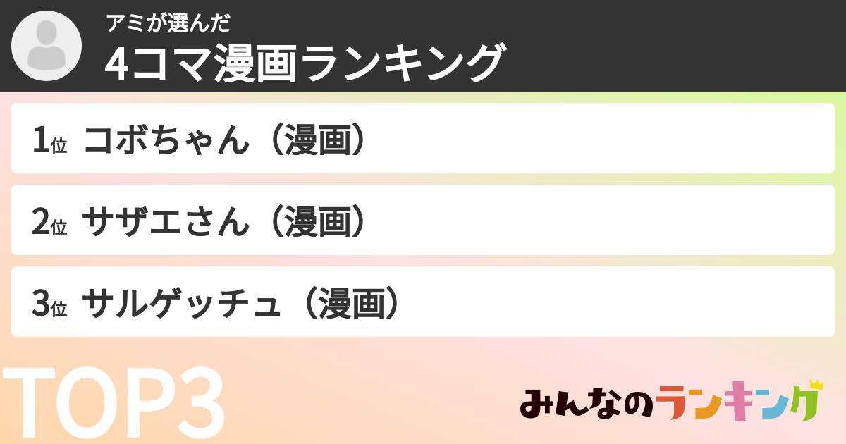アミさんの「4コマ漫画ランキング」
