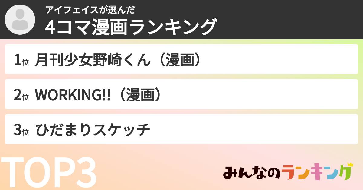 アイフェイスさんの「4コマ漫画ランキング」