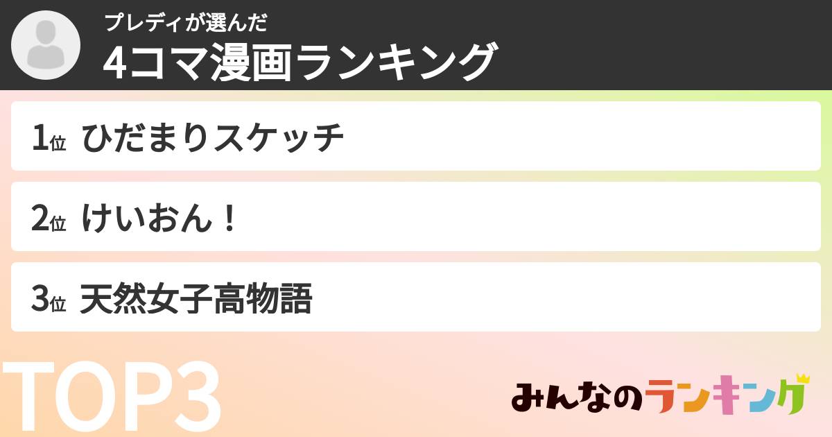 プレディさんの「4コマ漫画ランキング」