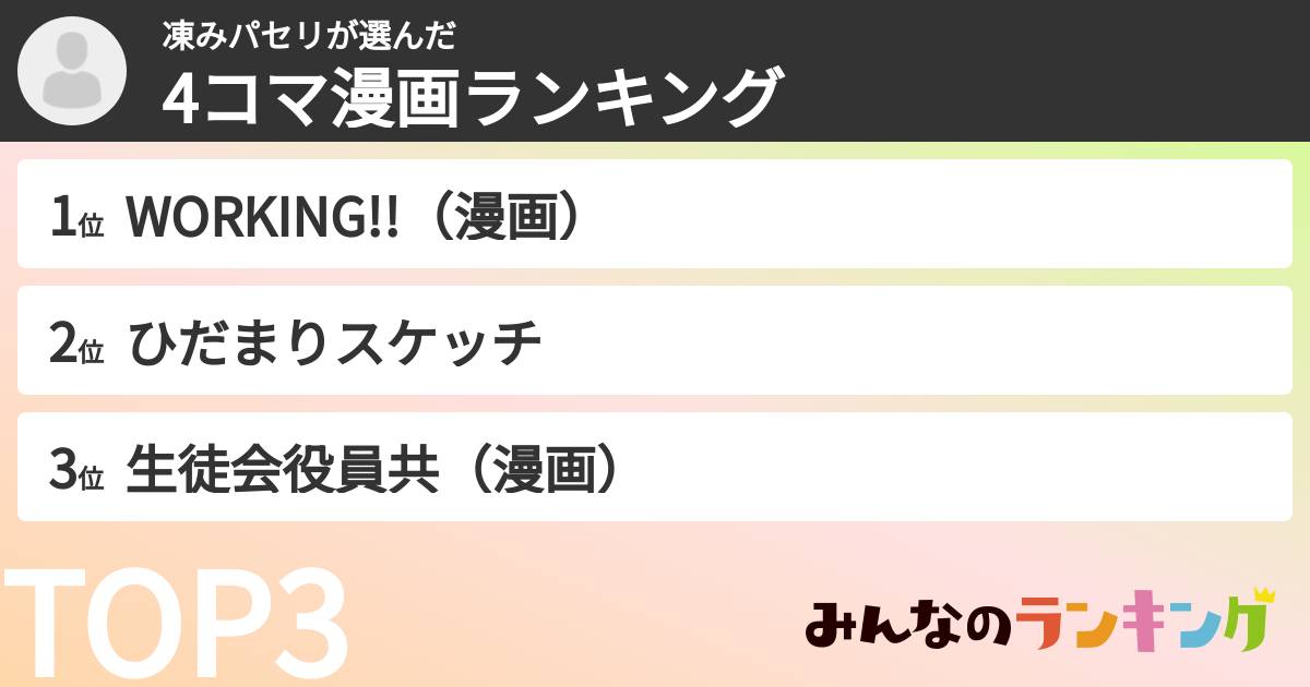 凍みパセリさんの「4コマ漫画ランキング」