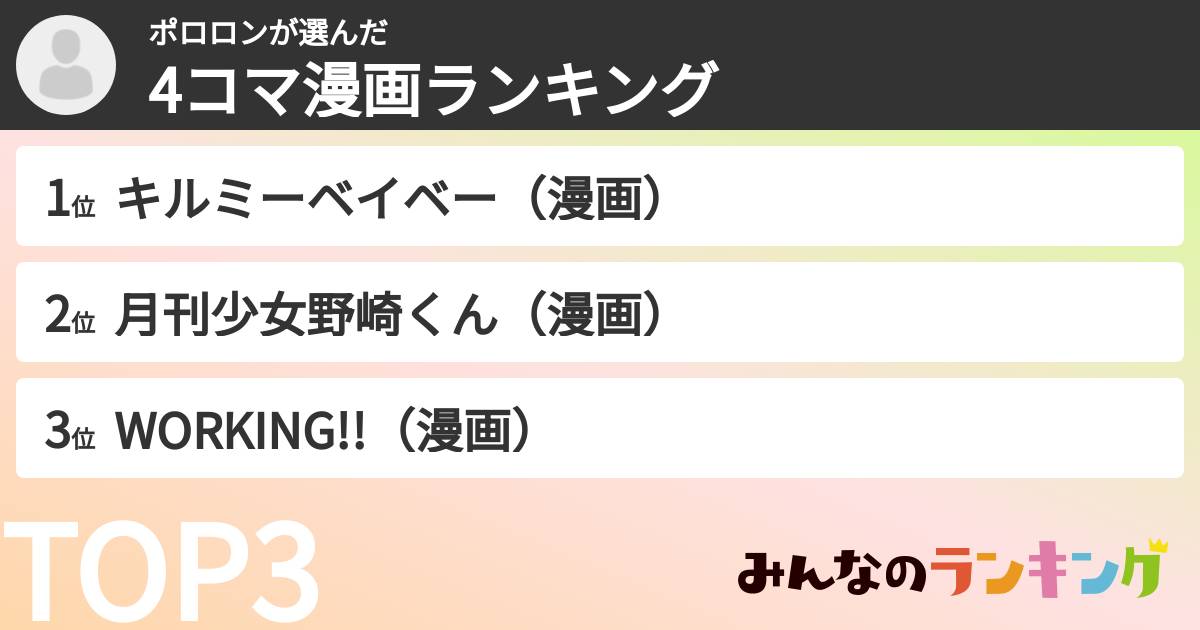 ポロロンさんの「4コマ漫画ランキング」