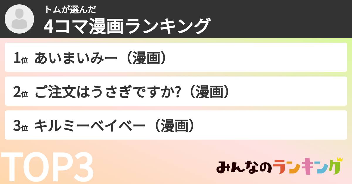 トムさんの「4コマ漫画ランキング」
