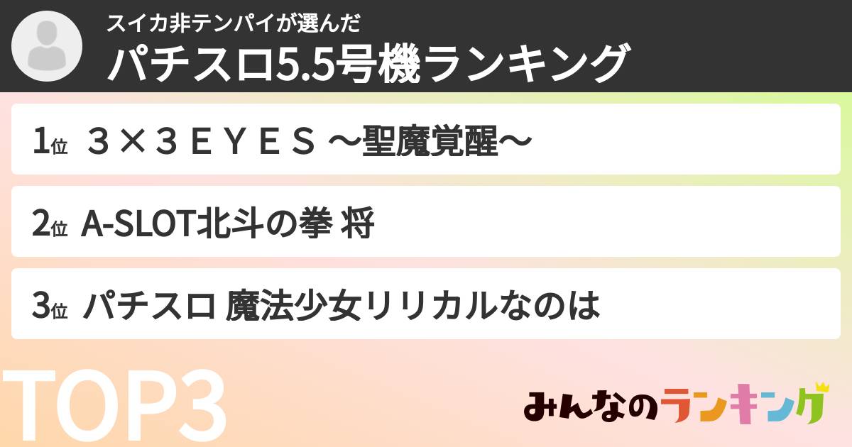 スイカ非テンパイさんの「パチスロ5.5号機ランキング」