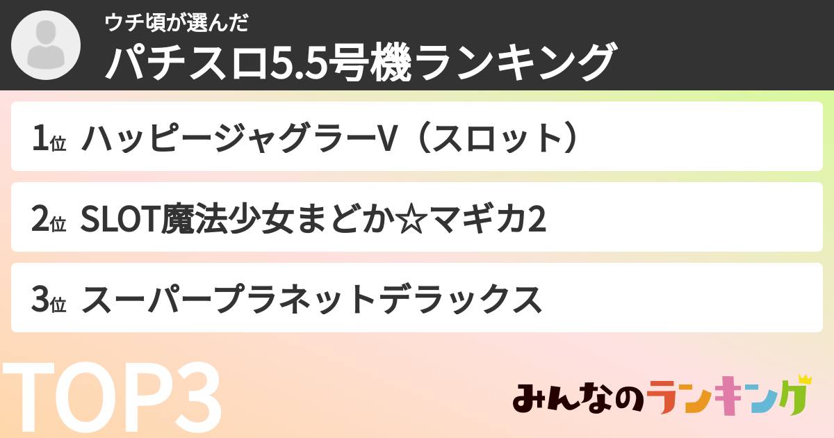 ウチ頃さんの「パチスロ5.5号機ランキング」